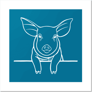 Cute Pig drawing - farm animal lovers design Posters and Art